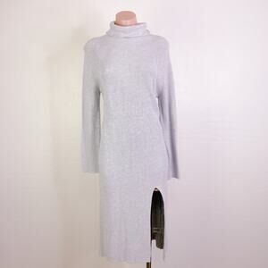 Abound Ribbed Knit Mock Neck Long Sleeve Midi Sweater Dress Gray size M NWOT